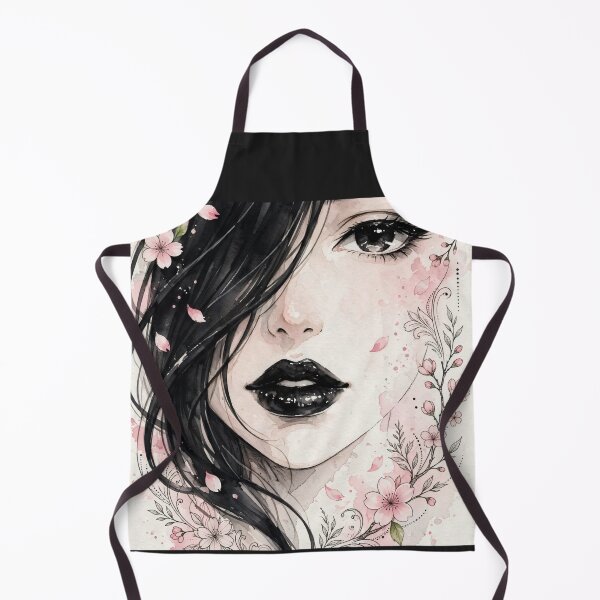 Item preview, Anime Watercolor Girl With Cherry Blossoms - Dark Floral Portrait designed and sold by MAISON SYLVIE.