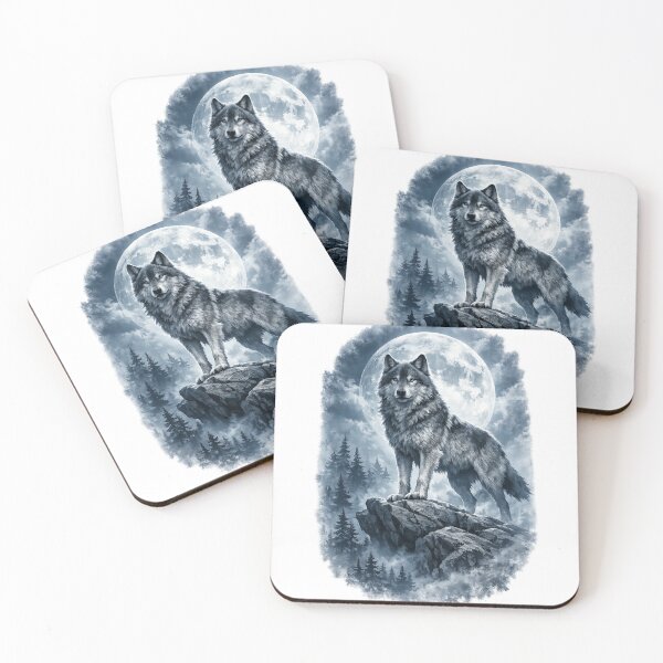 Item preview, Realistic Wolf Under Full Moon – Mystical Forest Design designed and sold by Meentoos_1.