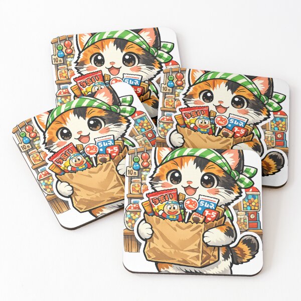 Item preview, Kawaii Cat with Japanese Dagashi Snacks – Retro Showa Candy Shop designed and sold by kawaii animal store (in Japan).
