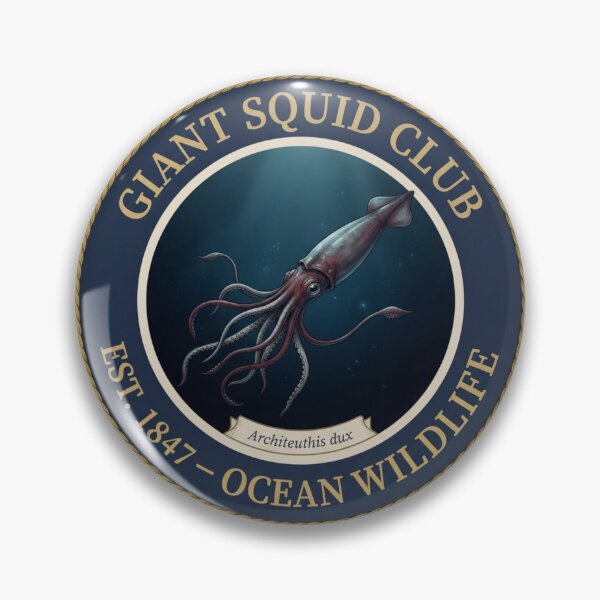 Item preview, Giant Squid Club Vintage Badge Deep Sea Wildlife designed and sold by CalmCapy Co.