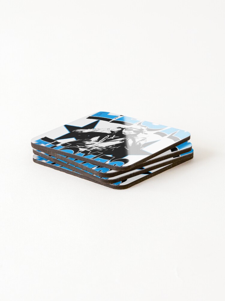 Thumbnail 4 of 5, Coasters (Set of 4), Blue Typography And Star Rapper Singer designed and sold by FableWeaver.
