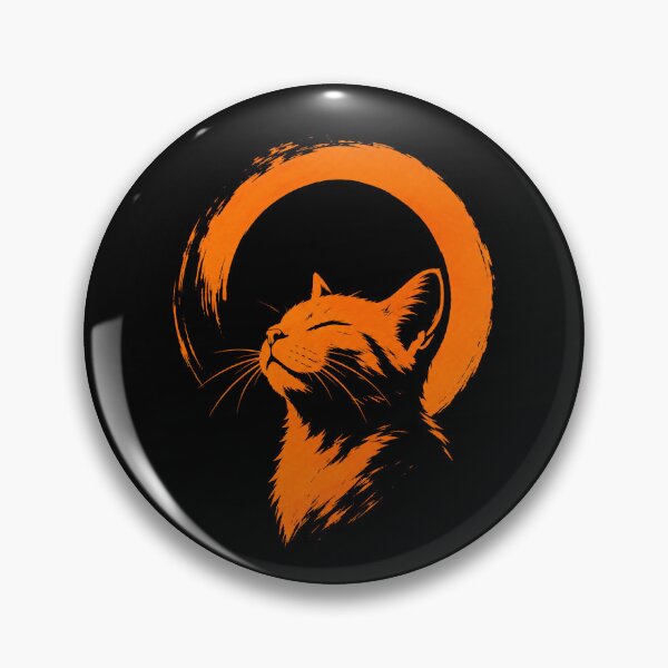 Artikelvorschau, Zen Orange Cat Brushstroke Moon entworfen und verkauft von OCatClub.