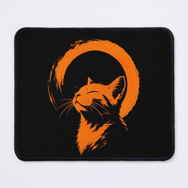 Item preview, Zen Orange Cat Brushstroke Moon designed and sold by OCatClub.