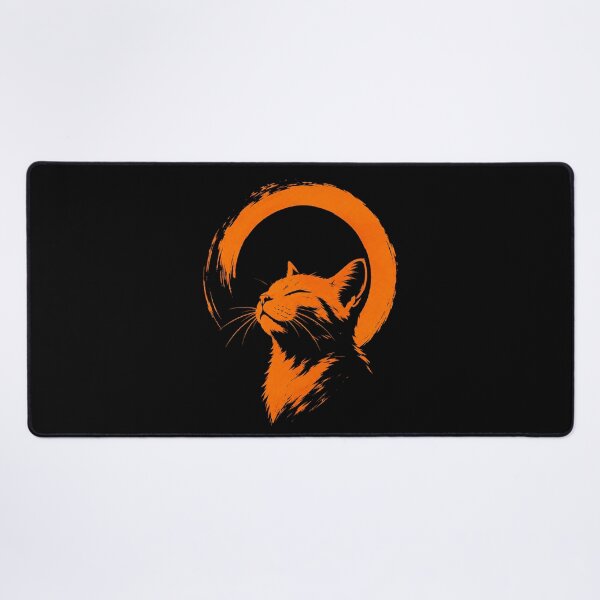 Item preview, Zen Orange Cat Brushstroke Moon designed and sold by OCatClub.