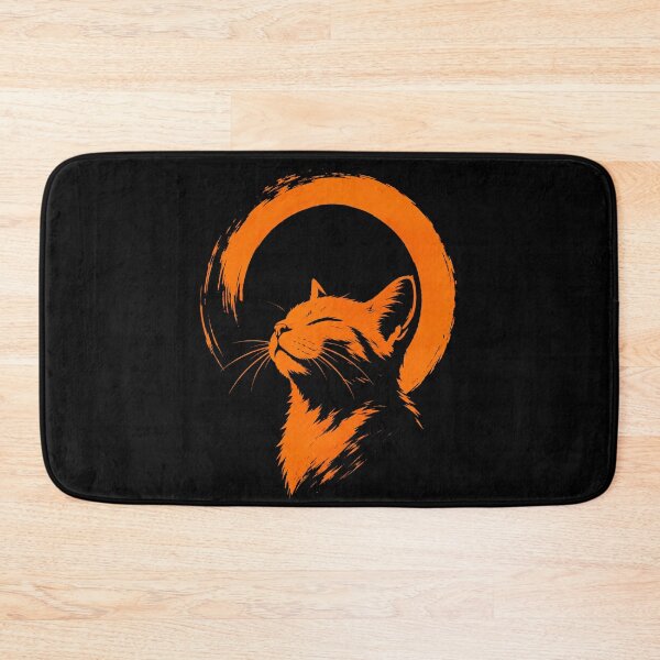 Item preview, Zen Orange Cat Brushstroke Moon designed and sold by OCatClub.
