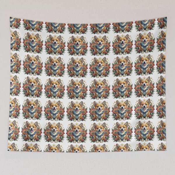 Item preview, Corgi Traditional tattoo / Vintage Dog Flash Illustration designed and sold by Mousy17.