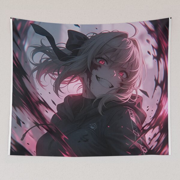 Item preview, Saber | Crimson Shadow Anime Girl – Dark Pink Gothic Warrior Artwork designed and sold by Dyan4.