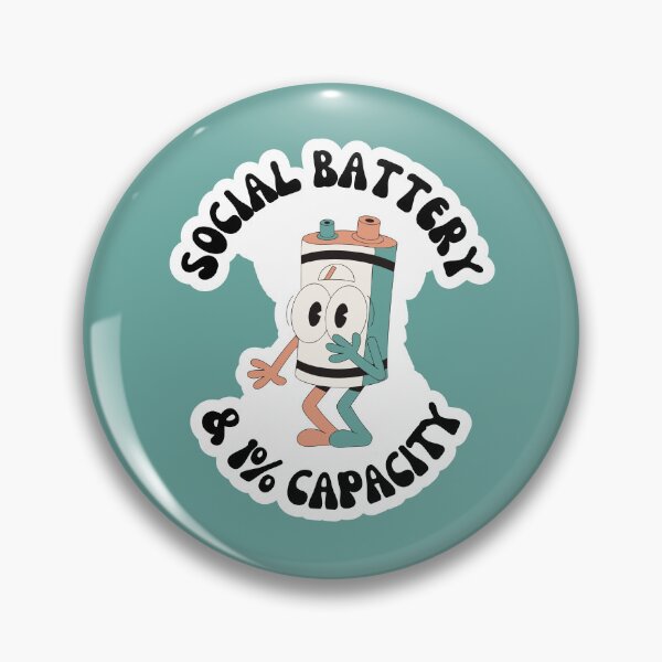 Item preview, Social Battery 1 Percent Low Capacity Retro Mascot designed and sold by SlapHappyStudio.