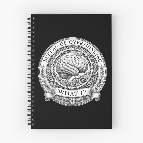 Item preview, culture Bureau Of Overthinking — Funny Anxiety Brain Gears Parody Seal designed and sold by Uglyandcute.