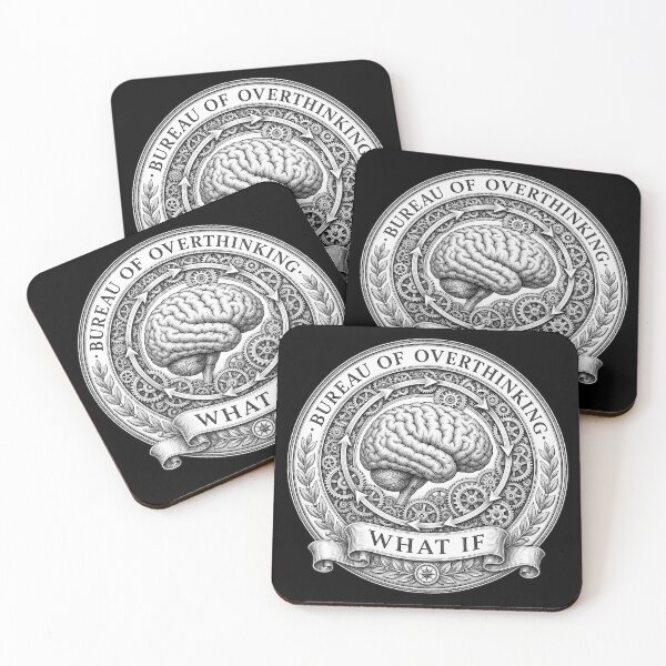 Item preview, culture Bureau Of Overthinking — Funny Anxiety Brain Gears Parody Seal designed and sold by Uglyandcute.