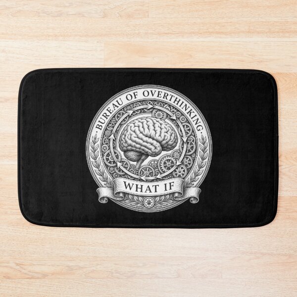 Item preview, culture Bureau Of Overthinking — Funny Anxiety Brain Gears Parody Seal designed and sold by Uglyandcute.