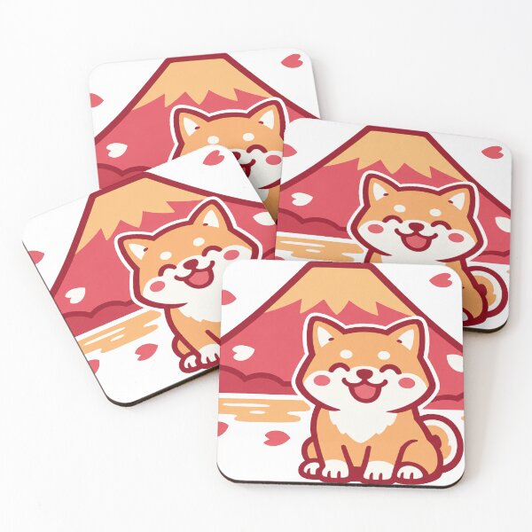 Item preview, Kawaii Shiba Inu & Mount Fuji – Cute Japanese Sakura Sticker designed and sold by kawaii animal store (in Japan).