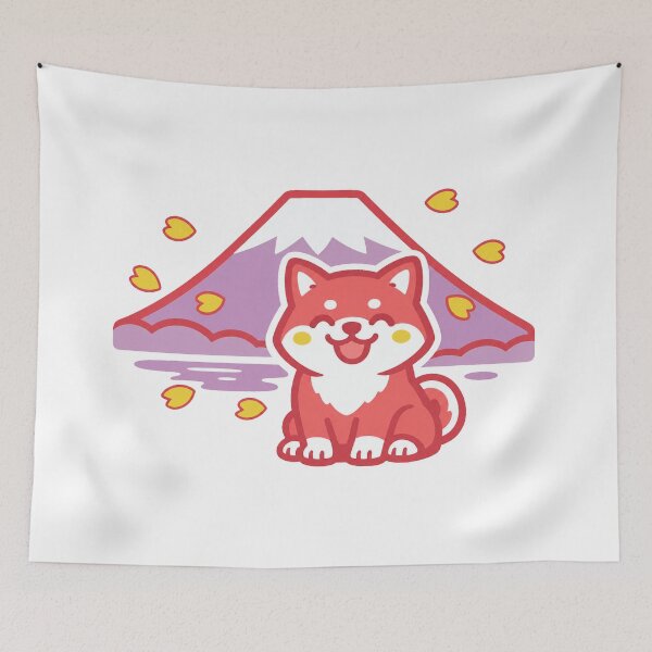 Item preview, Kawaii Shiba Inu & Mount Fuji – Cute Japanese Sakura Sticker designed and sold by kawaii animal store (in Japan).