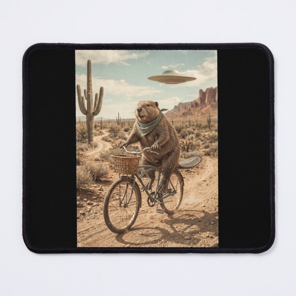 Item preview, Beaver Riding Bike Wild West Western UFO Animal Lover designed and sold by dian-rody-crest.