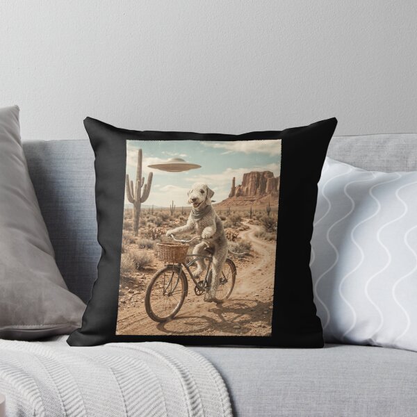 Item preview, Bedlington Terrier Riding Bike Wild West Western UFO Dog Lover designed and sold by dian-rody-crest.