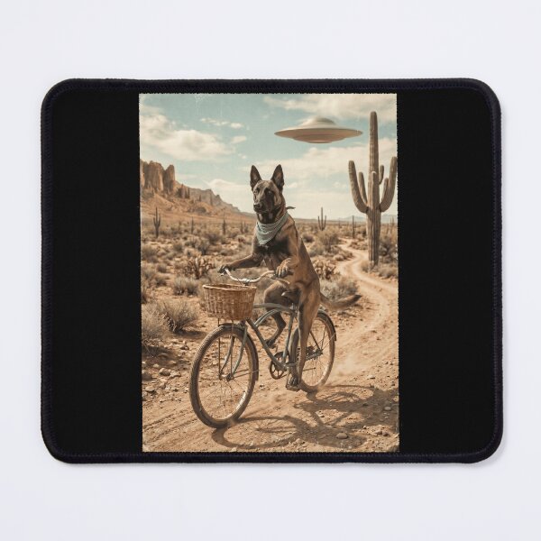 Item preview, Belgian Shepherd Riding Bike Wild West Western UFO Dog Lover designed and sold by dian-rody-crest.