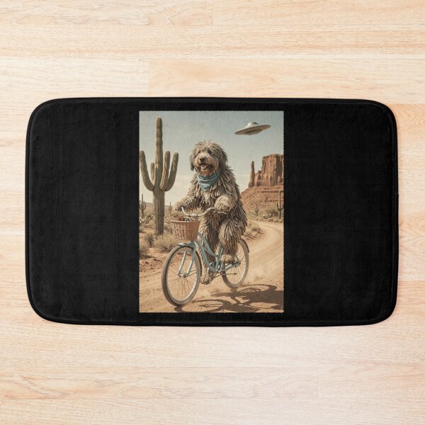 Item preview, Bergamasco Shepherd Riding Bike Wild West Western UFO Dog Lover designed and sold by dian-rody-crest.
