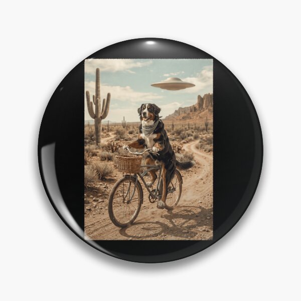 Item preview, Bernese Mountain Dog Riding Bike Wild West Western UFO Dog Lover designed and sold by dian-rody-crest.