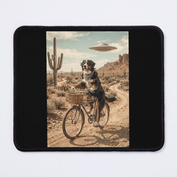 Item preview, Bernese Mountain Dog Riding Bike Wild West Western UFO Dog Lover designed and sold by dian-rody-crest.