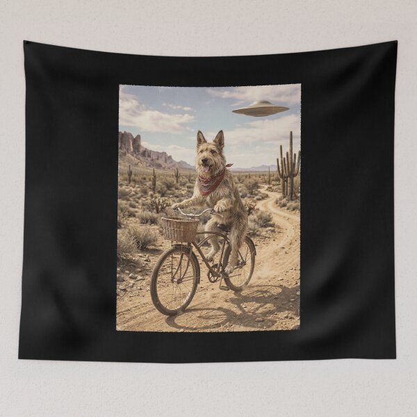 Item preview, Berger Picard Riding Bike Wild West Western UFO Dog Lover designed and sold by dian-rody-crest.