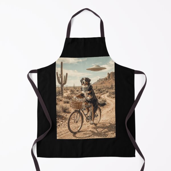 Item preview, Bernese Mountain Dog Riding Bike Wild West Western UFO Dog Lover designed and sold by dian-rody-crest.