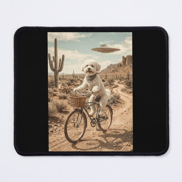 Item preview, Bichon Frise Riding Bike Wild West Western UFO Dog Lover designed and sold by dian-rody-crest.