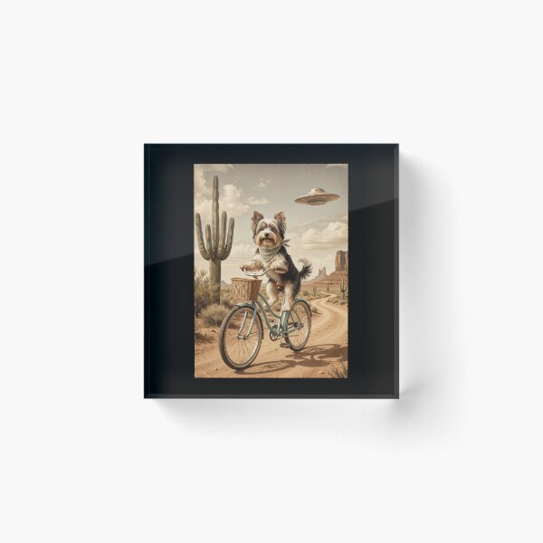 Item preview, Biewer Terrier Riding Bike Wild West Western UFO Dog Lover designed and sold by dian-rody-crest.