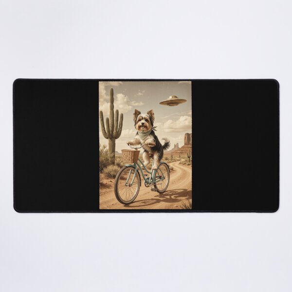 Item preview, Biewer Terrier Riding Bike Wild West Western UFO Dog Lover designed and sold by dian-rody-crest.