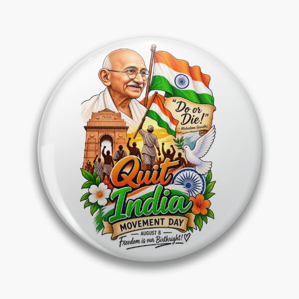 Item preview, Quit India Movement Day – August 8 Freedom & Independence designed and sold by StickyDelights.