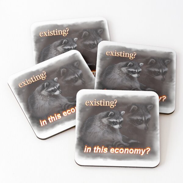 Item preview, Existing In This Economy Sad Raccoon Word Art designed and sold by Eversoles.