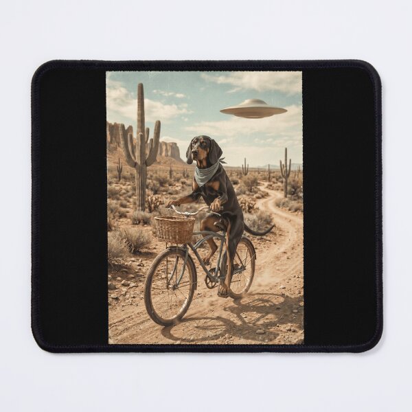 Item preview, Black and Tan Coonhound Riding Bike Wild West Western UFO Dog Lover designed and sold by dian-rody-crest.