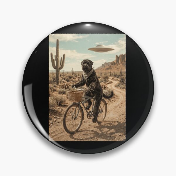 Item preview, Black Russian Terrier Riding Bike Wild West Western UFO Dog Lover designed and sold by dian-rody-crest.