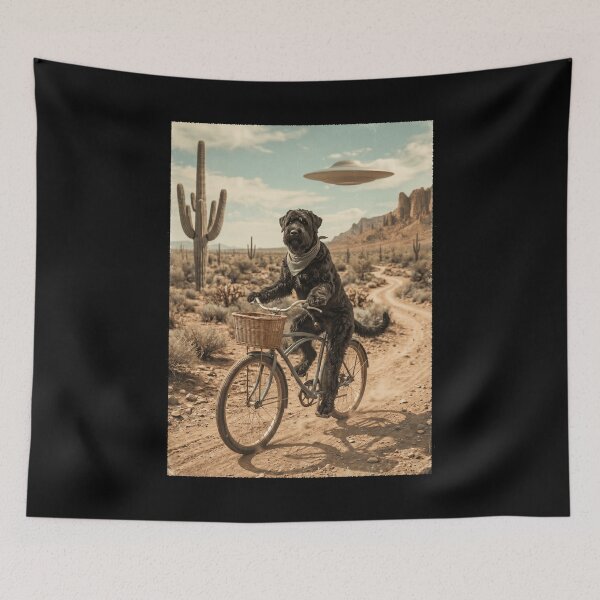 Item preview, Black Russian Terrier Riding Bike Wild West Western UFO Dog Lover designed and sold by dian-rody-crest.