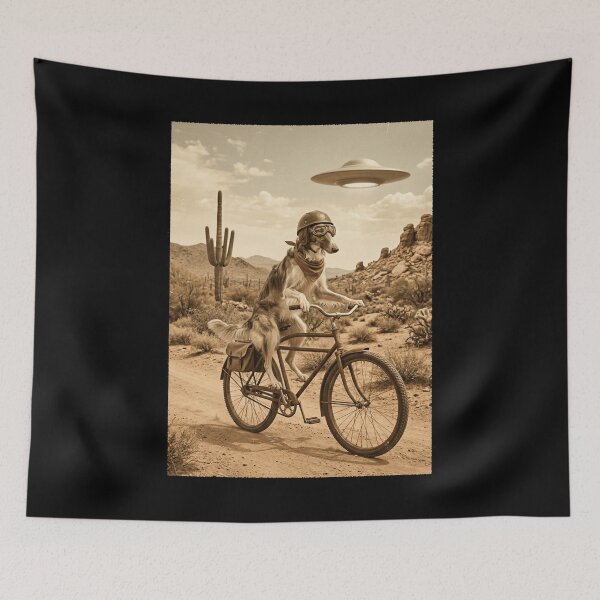 Item preview, Borzoi Riding Bike Wild West Western UFO Dog Lover designed and sold by dian-rody-crest.