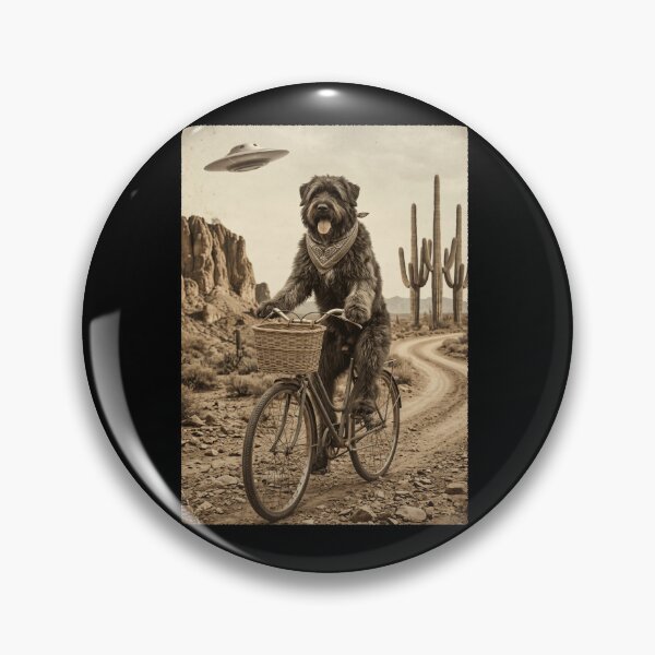 Item preview, Bouvier des Flandres Riding Bike Wild West Western UFO Dog Lover designed and sold by dian-rody-crest.