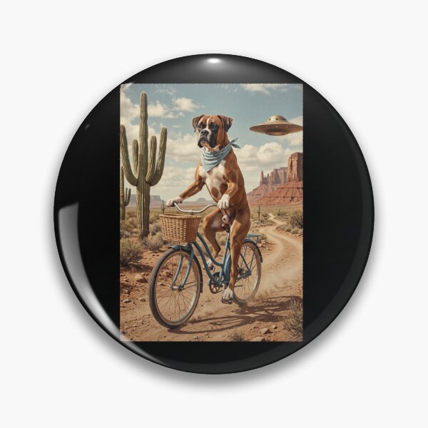 Artikelvorschau, Boxer fährt Fahrrad Wilder Westen Western UFO Hundeliebhaber entworfen und verkauft von dian-rody-crest.