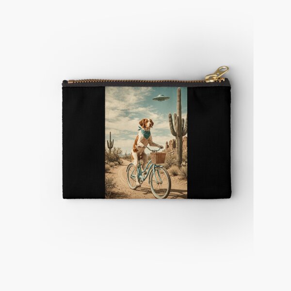 Item preview, Brittany Riding Bike Wild West Western UFO Dog Lover designed and sold by dian-rody-crest.