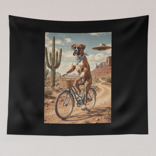 Item preview, Boxer Dog Riding Bike Wild West Western UFO Dog Lover designed and sold by dian-rody-crest.