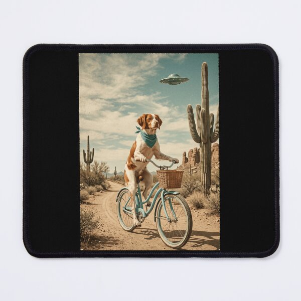 Item preview, Brittany Riding Bike Wild West Western UFO Dog Lover designed and sold by dian-rody-crest.