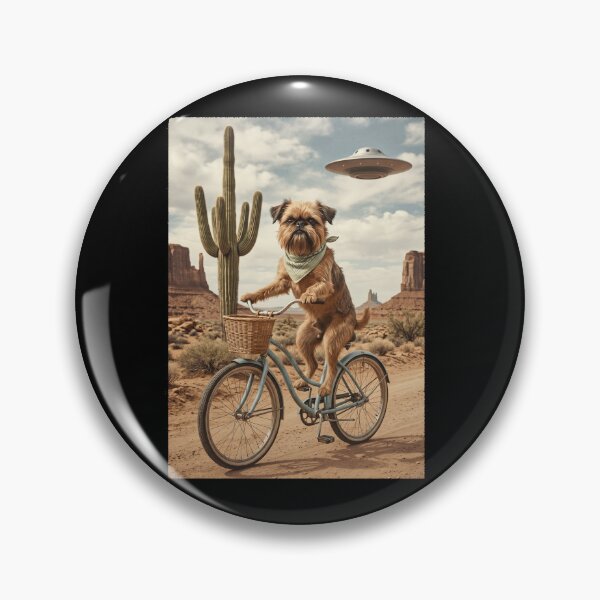 Item preview, Brussels Griffon Riding Bike Wild West Western UFO Dog Lover designed and sold by dian-rody-crest.