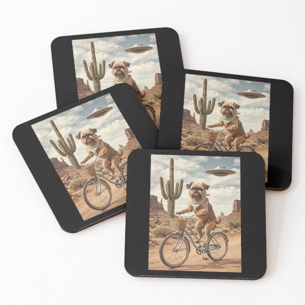 Item preview, Brussels Griffon Riding Bike Wild West Western UFO Dog Lover designed and sold by dian-rody-crest.