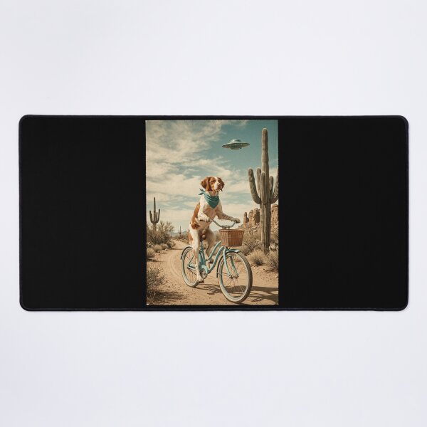 Item preview, Brittany Riding Bike Wild West Western UFO Dog Lover designed and sold by dian-rody-crest.