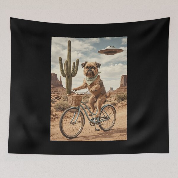 Item preview, Brussels Griffon Riding Bike Wild West Western UFO Dog Lover designed and sold by dian-rody-crest.