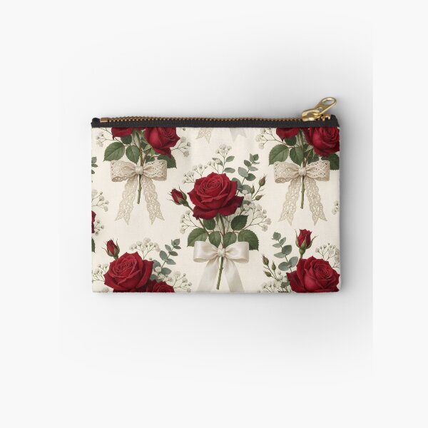 Item preview, Vintage Red Rose Lace Bow Pattern designed and sold by CooksCreators.