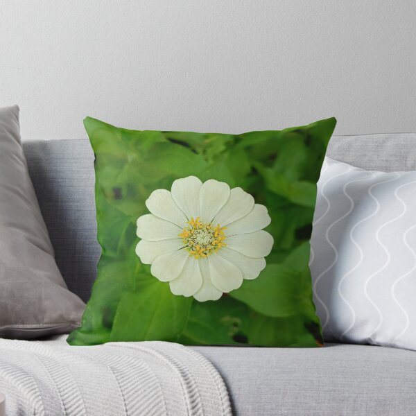 Item preview, white zinnia flower blooming in a garden. designed and sold by MiMee4451.