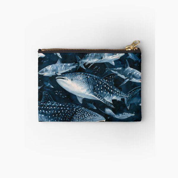 Item preview, Watercolor Shark Art Dark Navy Sea Pattern designed and sold by FrostyFrisby.
