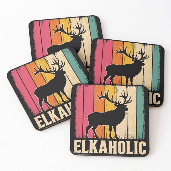 Artikelvorschau, Wildtiere Hirsch Elch Jagd Jäger Hirsch Silhouette Elkaholic Retro entworfen und verkauft von CF_VintageDesign.