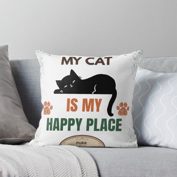 Item preview, My Cat Is My Happy Place Vintage Cat Lover T-Shirt designed and sold by Uvclick.