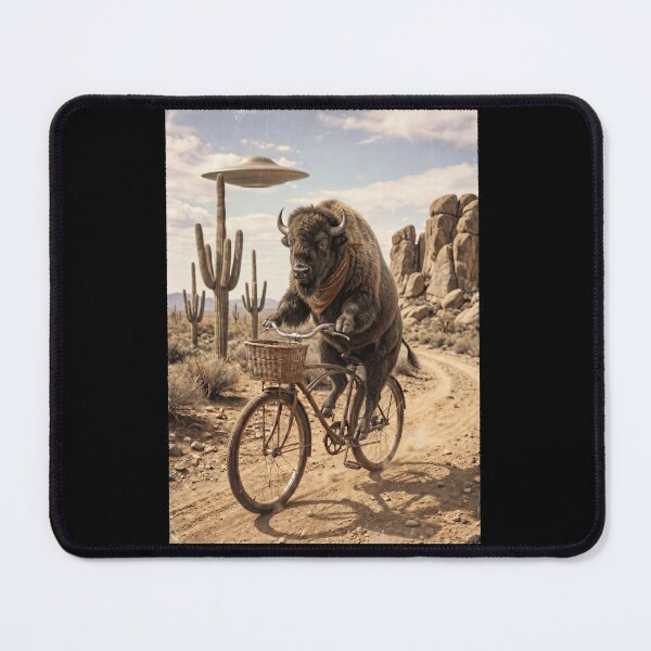 Item preview, Buffalo Riding Bike Wild West Western UFO Animal Lover designed and sold by dian-rody-crest.