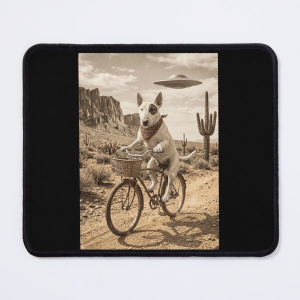 Item preview, Bull Terrier Riding Bike Wild West Western UFO Dog Lover designed and sold by dian-rody-crest.